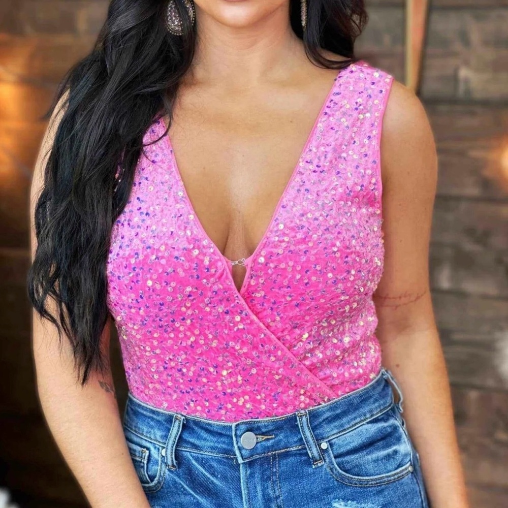 NWT Sequin Bodysuit - Pink 3x (fits like a 2x)